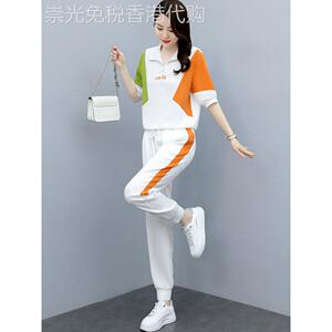 潮牌CVY运动套装女2025夏季新款时尚洋气减龄显高短袖休闲两件套