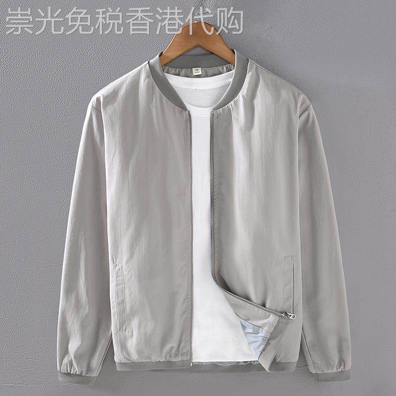 纯棉男士秋季外套宽松休闲薄款高级感新中式立领棒球服男款夹克衫