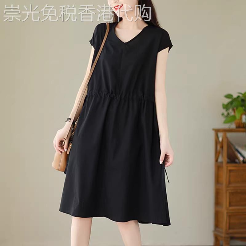 高端连衣裙女2026夏季新款妈妈夏装裙子欧货大码胖mm显瘦v领长裙