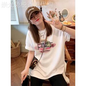 韩国小众欧货别致印花短袖T恤夏季女装美式新款潮牌复古百搭上衣