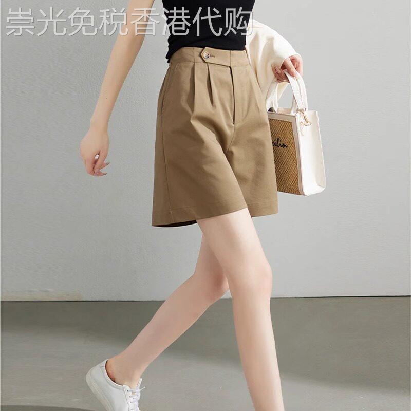 轻薄款休闲A字短裤女夏爆款2026新款高腰通勤宽松藏青色五分裤子