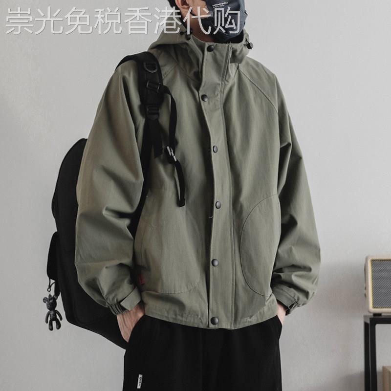 连帽工装外套男潮牌春秋季2026新款宽松休闲夹克男日系潮流冲锋衣
