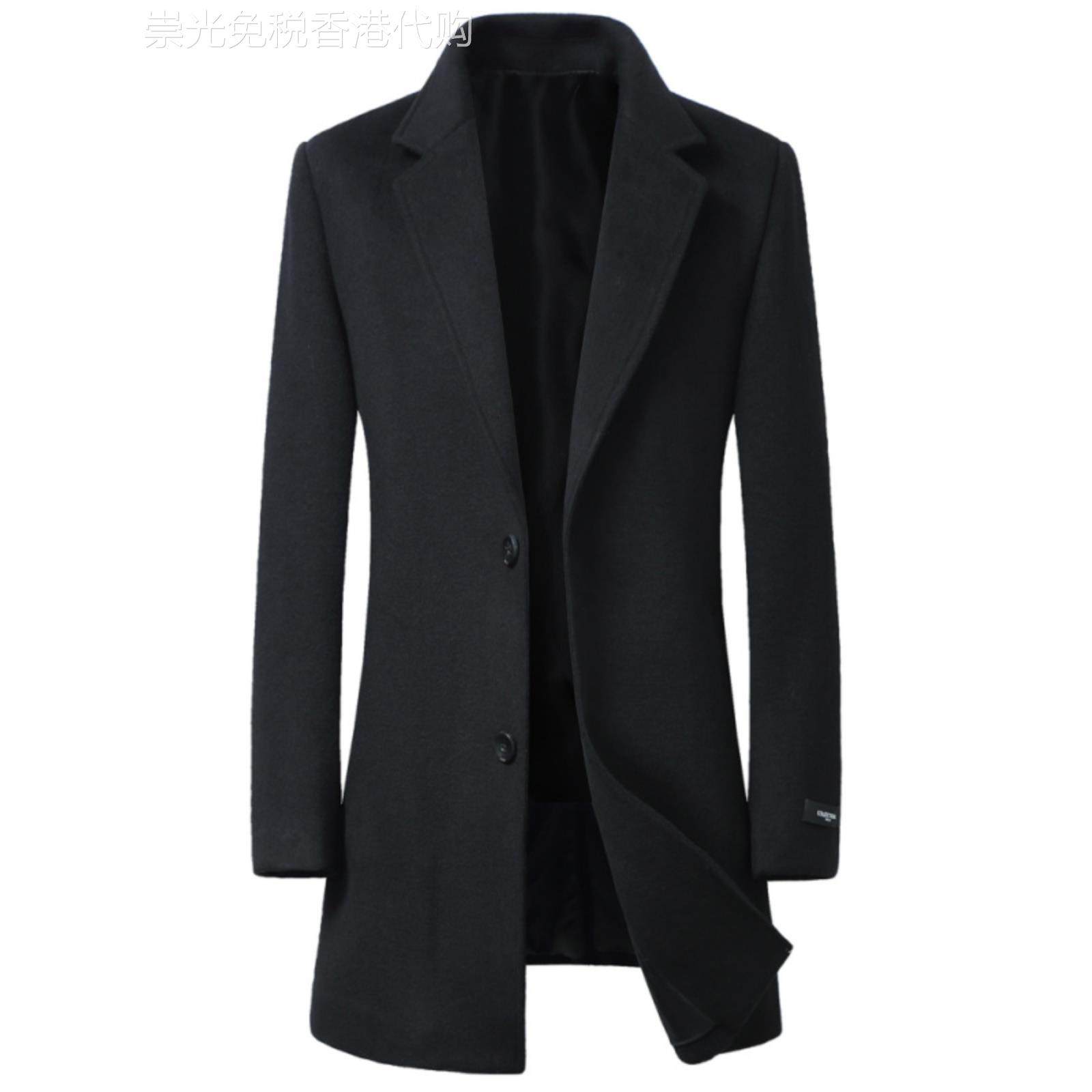 秋冬双面呢风衣男中长款羊毛呢子大衣加肥加大码胖子肥佬宽松外套