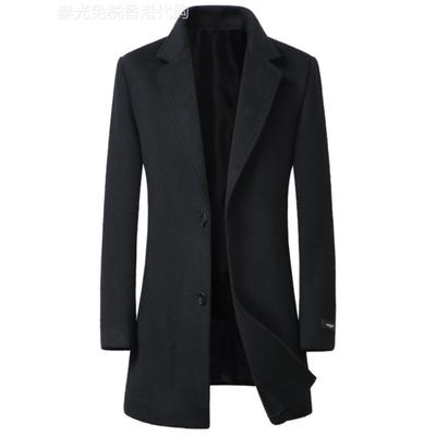 秋冬双面呢风衣男中长款羊毛呢子大衣加肥加大码胖子肥佬宽松外套