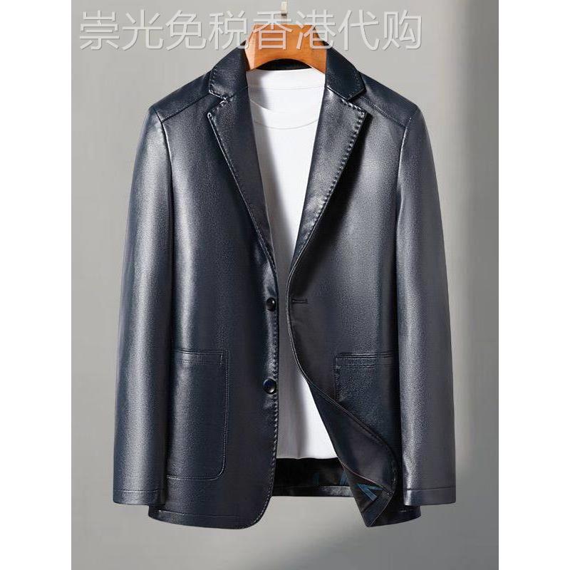 春秋冬海宁皮衣休闲皮西服真皮衣男皮夹克绵羊皮西装大码加绒外套