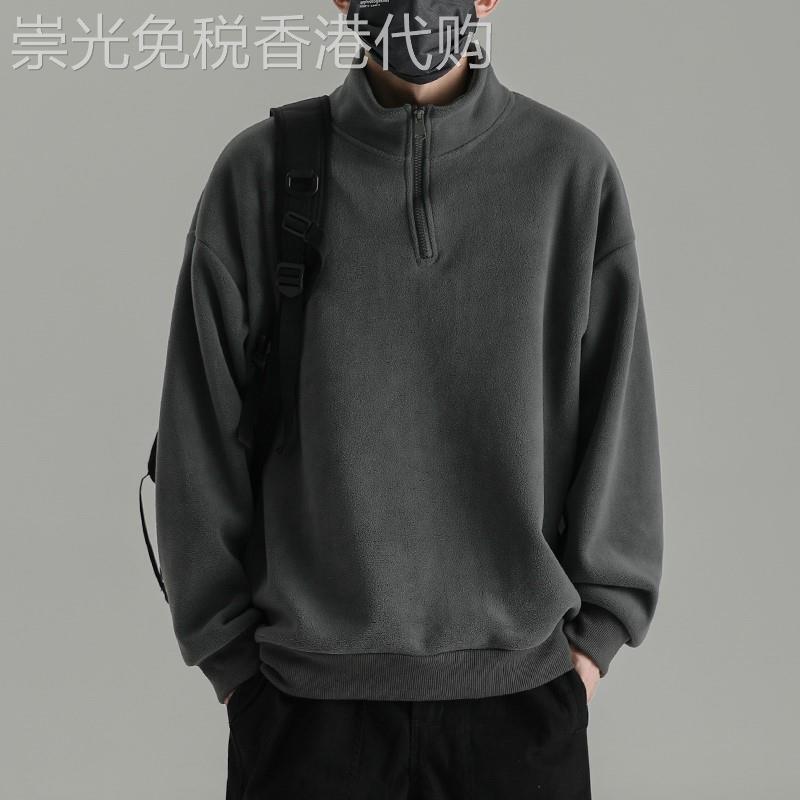 it neith BIAS潮牌奥粒绒高领卫衣男秋冬款日系复古加绒百搭外套