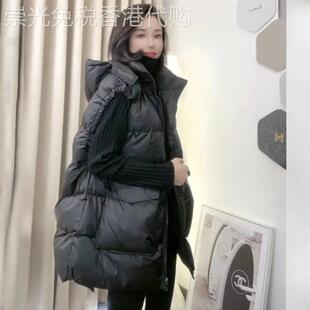 羽绒马甲女中长款2025秋冬季新款连帽宽松轻薄韩版时尚白鸭绒棉服