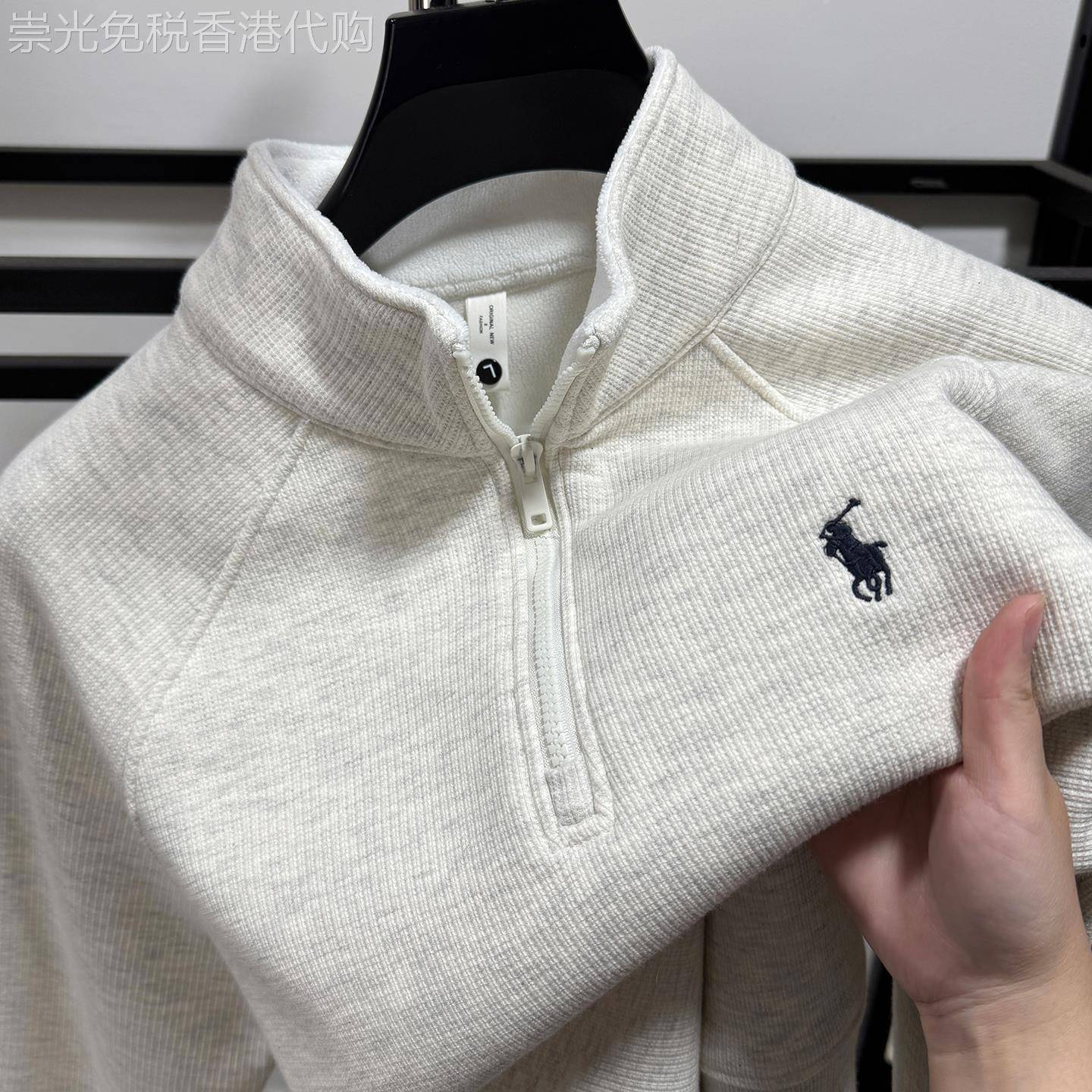 MAROLIO~彰显气质！潮牌刺绣立领卫衣男2025冬季保暖双面绒打底衫