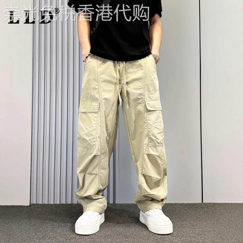 高端弯刀工装裤男款夏季2026新款美式宽松直筒裤子男士阔腿休闲裤