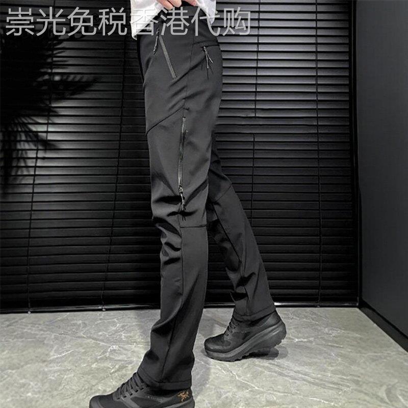 高端黑色软壳冲锋裤男款春秋2026新款美式三防拼接机能男士休闲裤