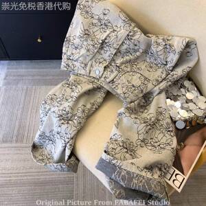 韩国小香风提花阔腿牛仔裤女夏季高级垂感显瘦直筒裤慵懒拖地裤子