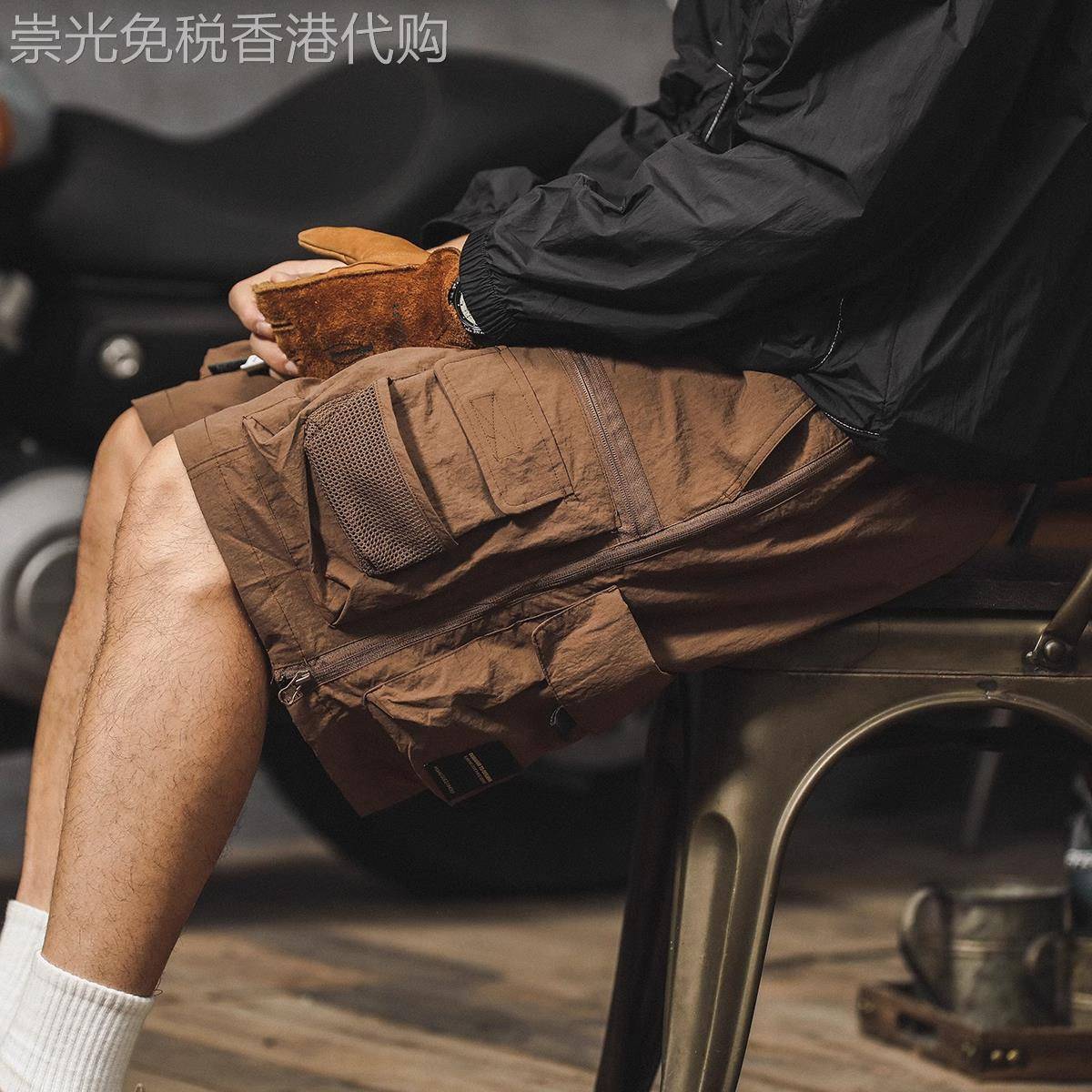 Madness Mdns Wruei冰丝速干五分裤男夏款多口袋宽松休闲工作服短