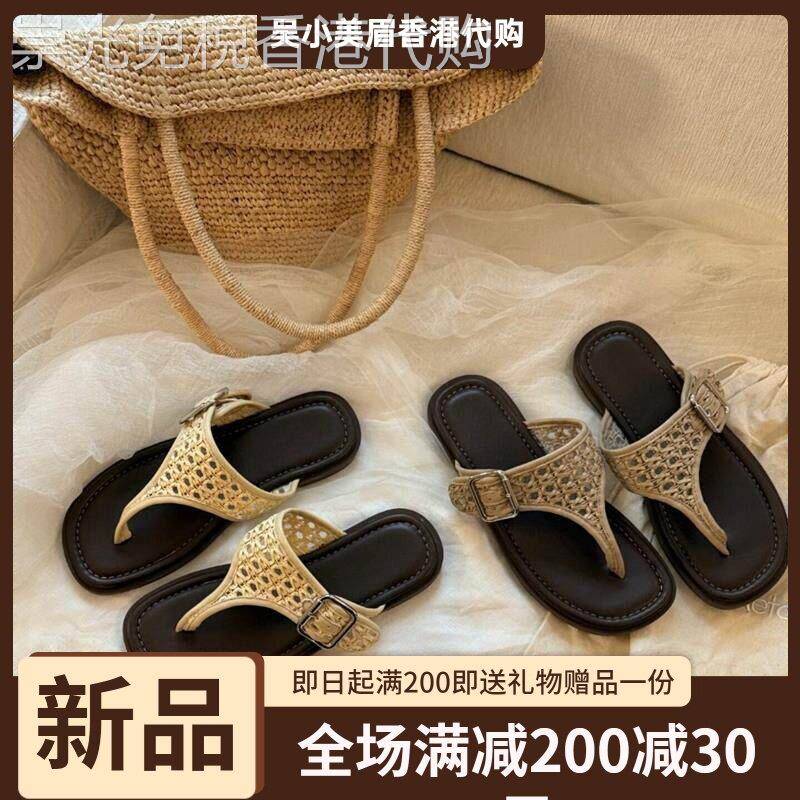香港韩版外穿人字拖鞋女2026夏季新款时尚搭扣夹脚凉拖显瘦沙滩鞋