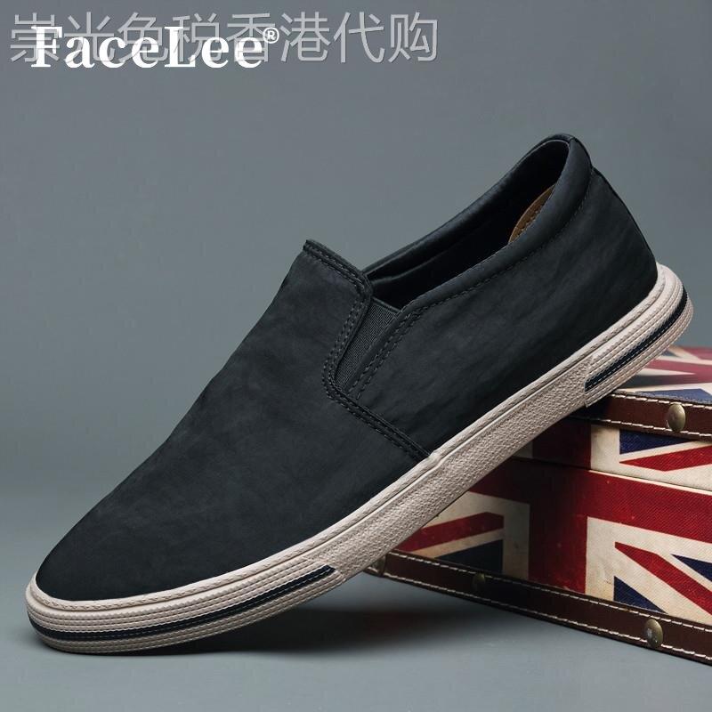 FaceLee日本设计师联名款老北京黑色低帮帆布鞋男士套脚一脚蹬懒