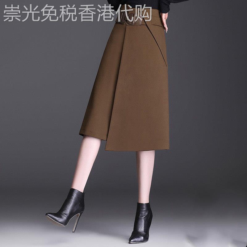 半身裙女春秋2026年新款a字高腰显瘦气质百搭中长版不规则一步裙