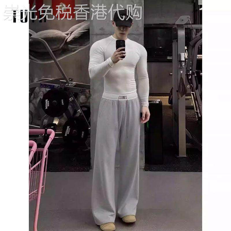 浅灰色健身裤子男款夏季美式cleanfit垂感运动裤宽松直筒宽裤
