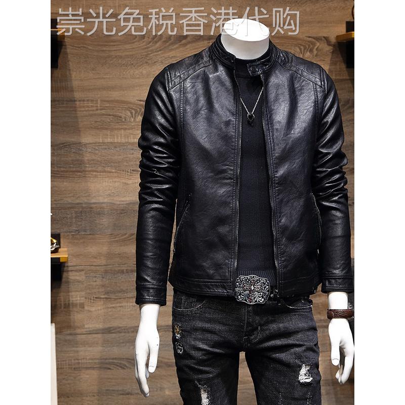 香港潮牌2025新款潮流男士真皮皮衣修身立领机车服短款皮夹克外套