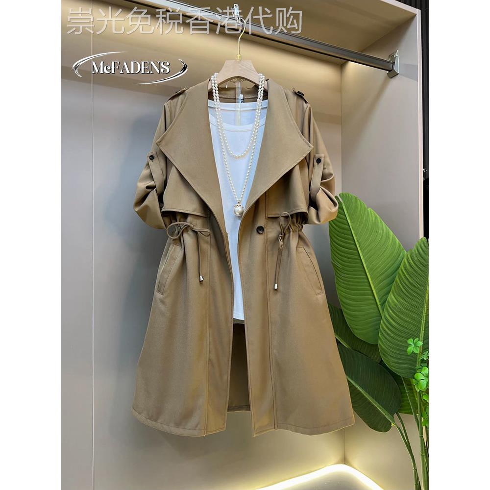 香港胖女孩春季新款加码女装时尚修身韩式设计细腰风衣夹克新潮