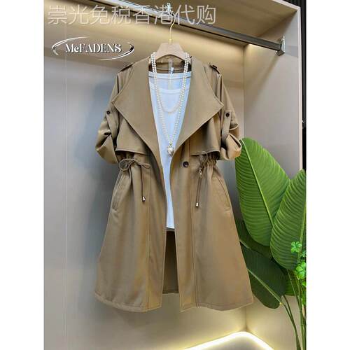 香港胖女孩春季新款加码女装时尚修身韩式设计细腰风衣夹克新潮