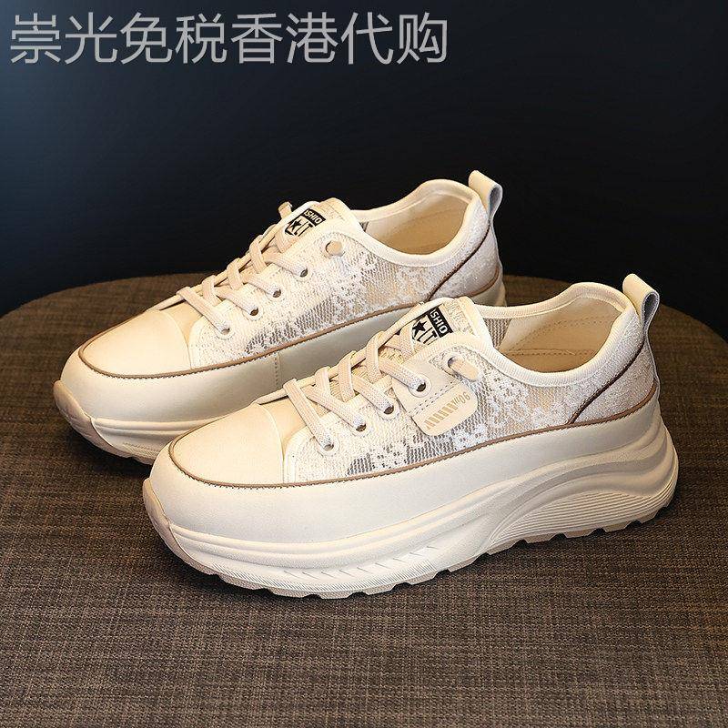 香港厚底薄款小白鞋女款2026年新款夏季网面女鞋一脚蹬阿甘鞋网鞋