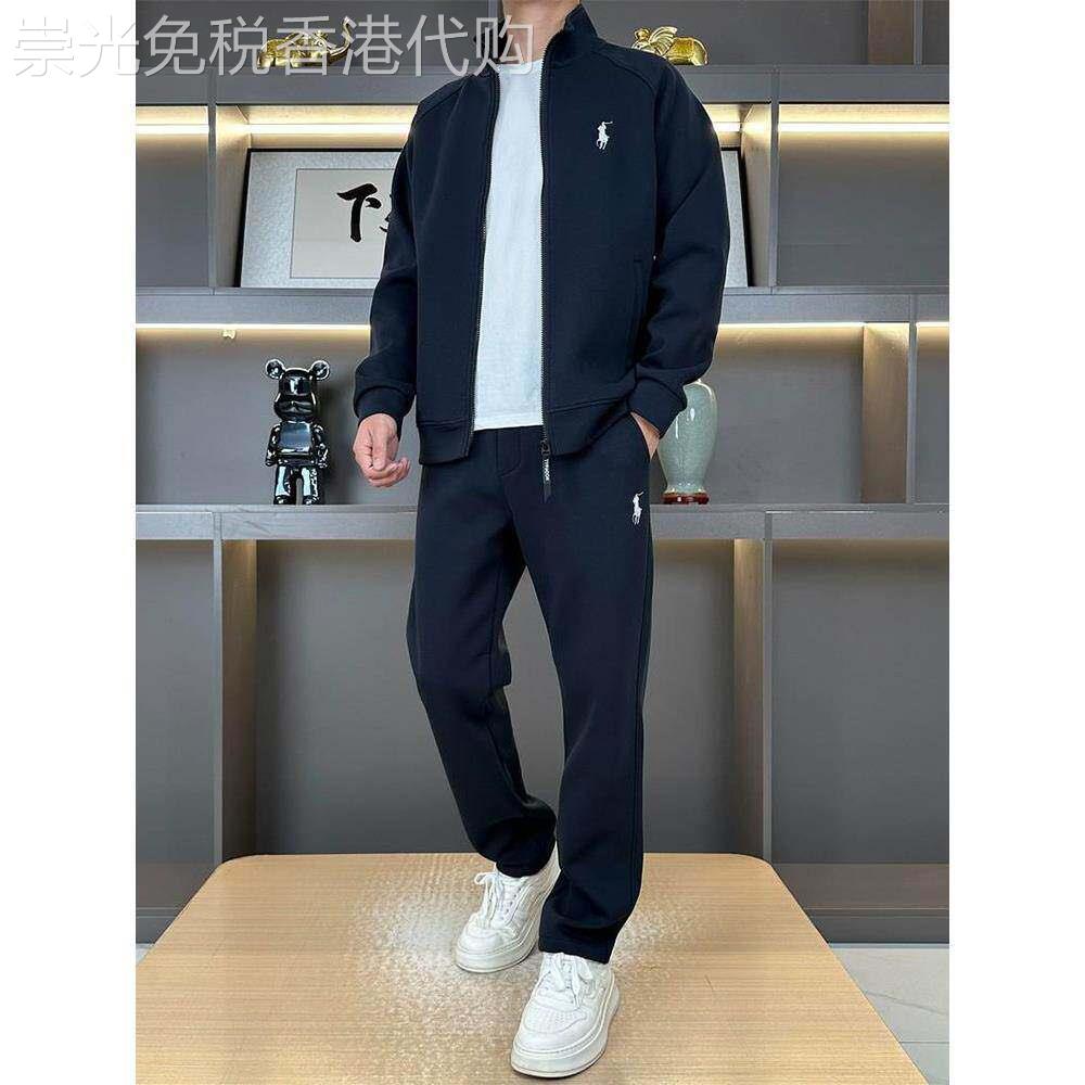 休闲套装男士春秋季2026新款潮牌痞帅战马立领外套运动卫裤两件套