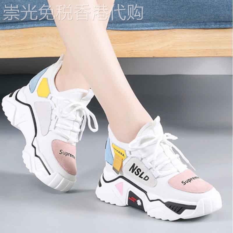 香港老爹鞋女ins潮2025夏季新款百搭透气休闲小白鞋女内增高女鞋