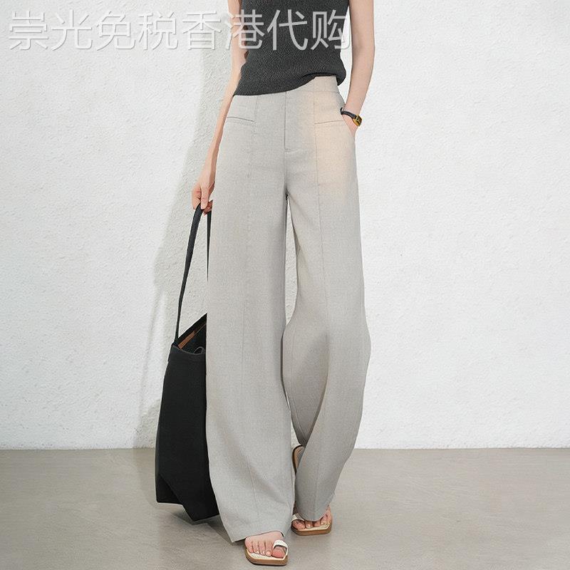 灰色西装阔腿裤女2026夏季新款宽松高腰时尚百搭松弛感通勤直筒裤