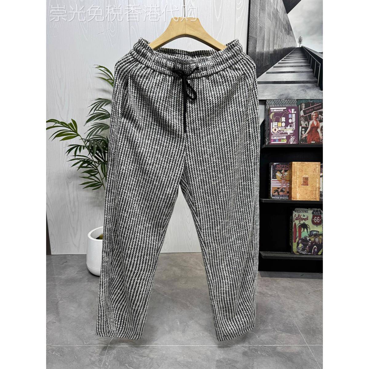 Home Daily~卫裤男春秋垂感直筒裤提花袋装饰百搭宽松舒适休闲裤