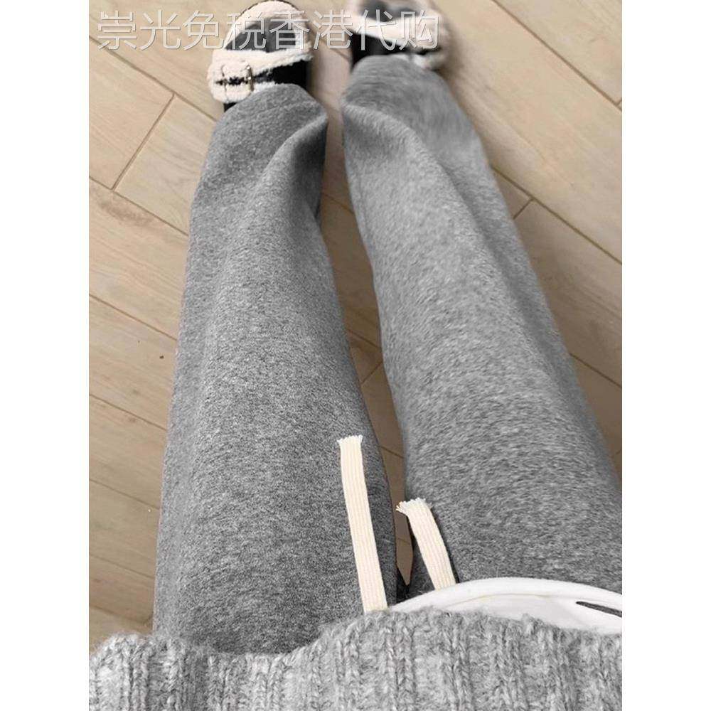 日系高级感加绒毛巾卫裤女冬季加厚软糯垂感阔腿裤直筒糯米拖地裤