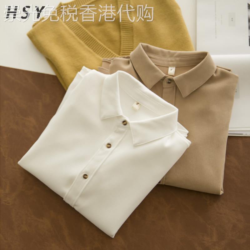 磨毛覆古纯色女士衬衫2025新款文艺简约翻领衬衣内搭打底上衣
