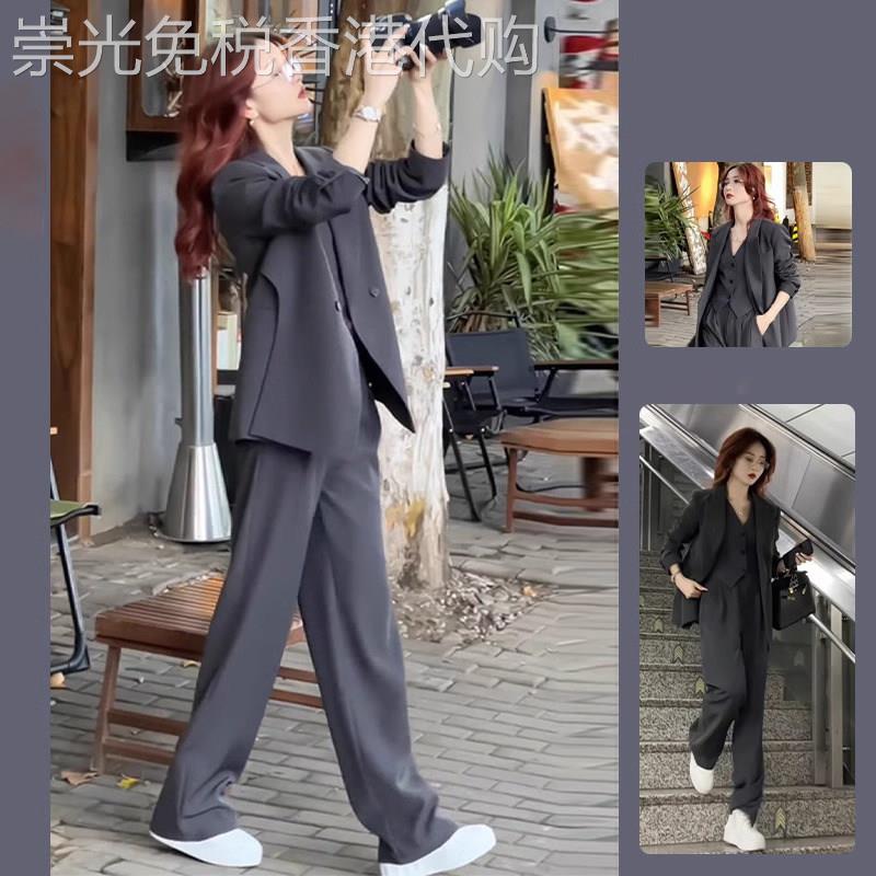 潮牌职业西装套装女春季新款高级感炸街时尚气质西服马甲三件套装