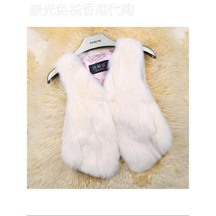 韩国时尚显瘦真兔毛皮草马夹女秋冬新款獭兔毛马甲皮毛一体外套潮