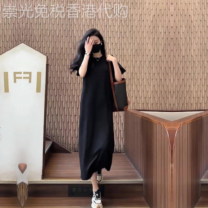 纯棉t恤连衣裙女夏季欧货大码宽松中长款过膝胖mm显瘦休闲懒人裙