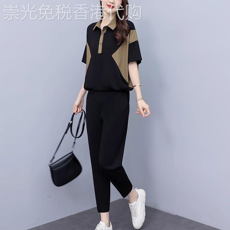 潮牌轻熟休闲套装女士夏季新款宽松显瘦时尚减龄洋派高级感两件套