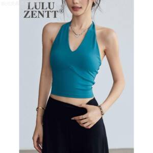 LULU ZENTT带胸垫吊带背心女防震健身文胸专业瑜伽服挂颈运动内衣