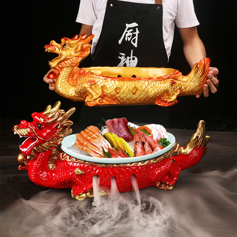 刺身菜盘酒店餐厅特色创意干冰