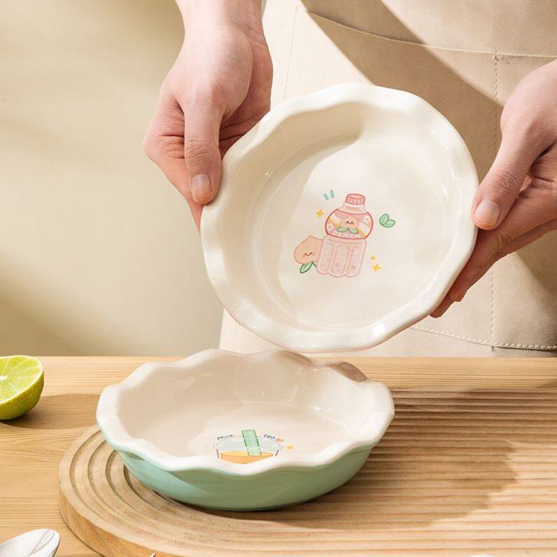 空气炸锅烤盘耐高温蒸蛋碗烤箱专用焗饭碗家用陶瓷水果点心盘