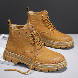 马丁靴男款冬季男鞋真皮高帮户外登山工装靴子男士沙漠作战靴秋季