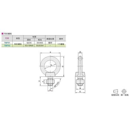 怡和达 吊形螺栓 碳钢/不锈钢 TBF01/02-M8 M10 M12 M16 M20