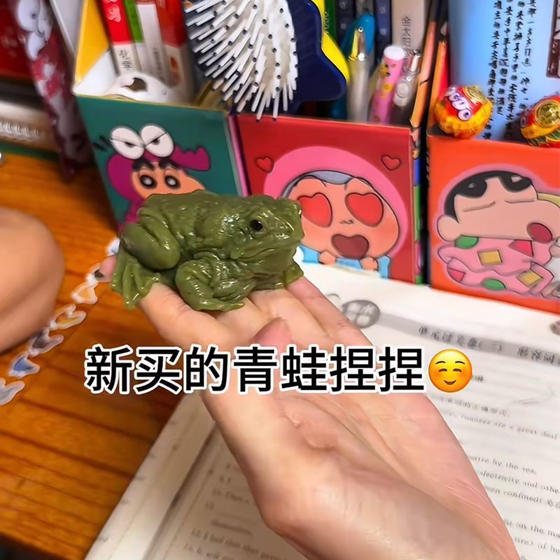 抖音同款癞蛤蟆捏捏乐自制手绘解压玩具整蛊泄愤玩具仿真送人摆件