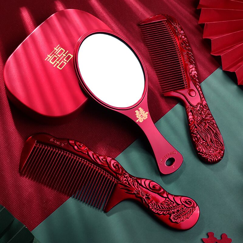 红色梳子婚庆用品喜梳新娘装饰结婚陪嫁对梳陪嫁婚礼梳子红色的