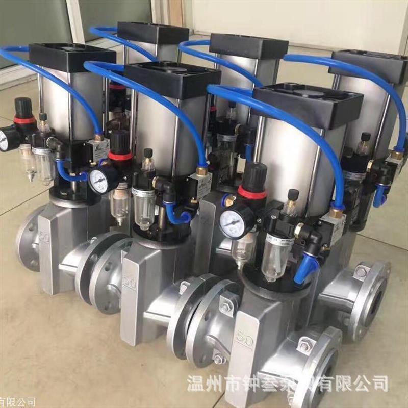 气动橡胶管夹阀 GJ641X-6气动法兰管夹阀 气动S橡胶法兰大型管夹