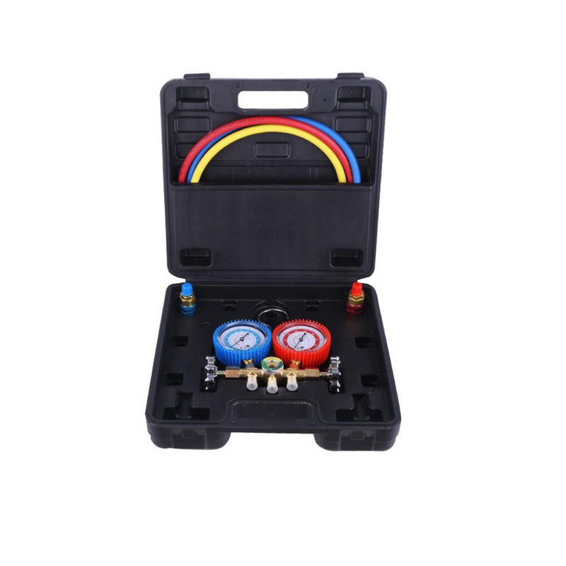 铜阀体冷媒表组冷媒压力表加氟工具套装空调制冷S充氟表 制冷维修