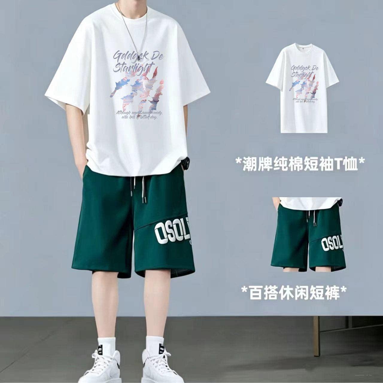 青少年初高中学生男士运动套装夏季纯棉短袖T恤潮流帅气两件套