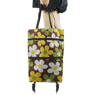 超市买菜折叠手提购物袋带轮子便捷旅行行李袋女包轻便家用收纳袋