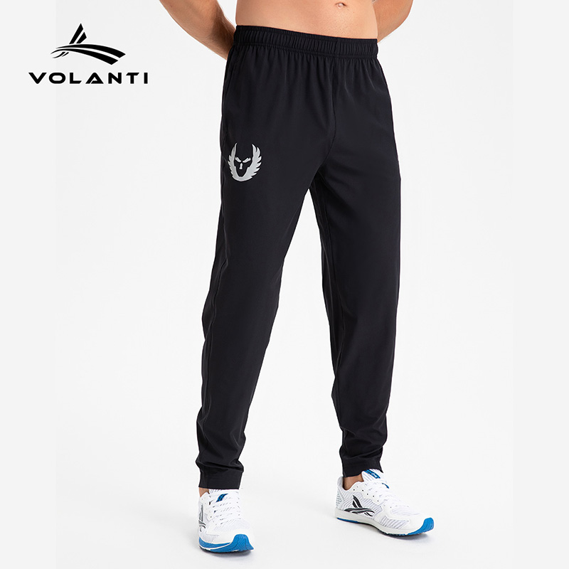 沃兰迪男子田径训练跑步马拉松健身速干薄款收腿束脚梭织运动长裤