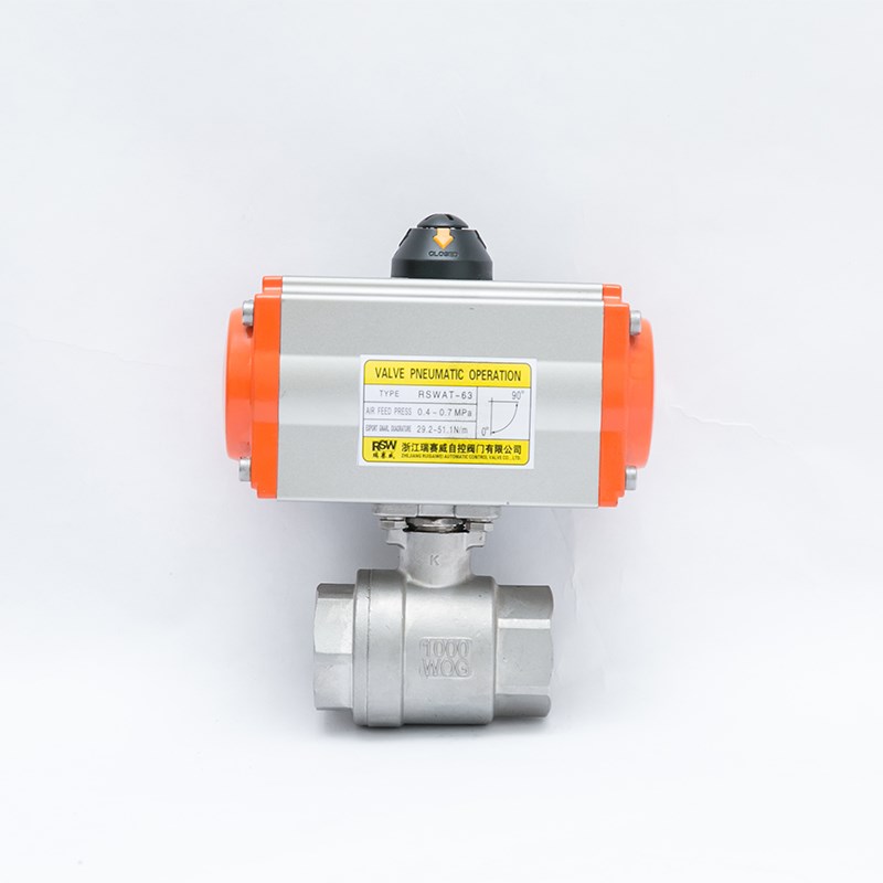 Q611F-16P气动不锈钢304两片C式球阀   内螺纹丝扣二片式气动球阀