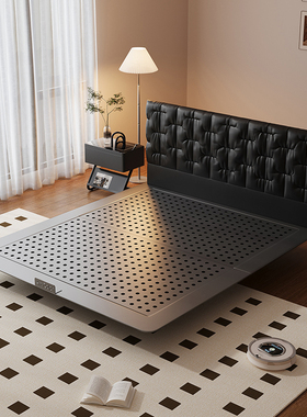 Art Color饼干床 极简真皮床中古风主卧薄床头床软包床复古双人床