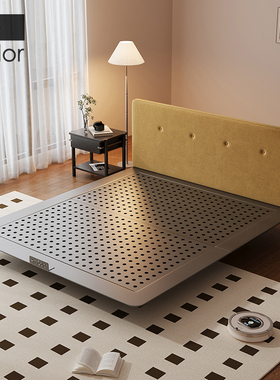 ArtColor中古风碳素钢床架黄色棉麻布艺床小户型床主卧1米8双人床