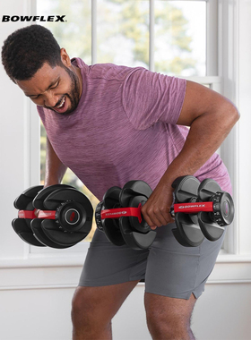 美国BowFlex博飞可调节哑铃家用24kg带底座多功能健身组合套装
